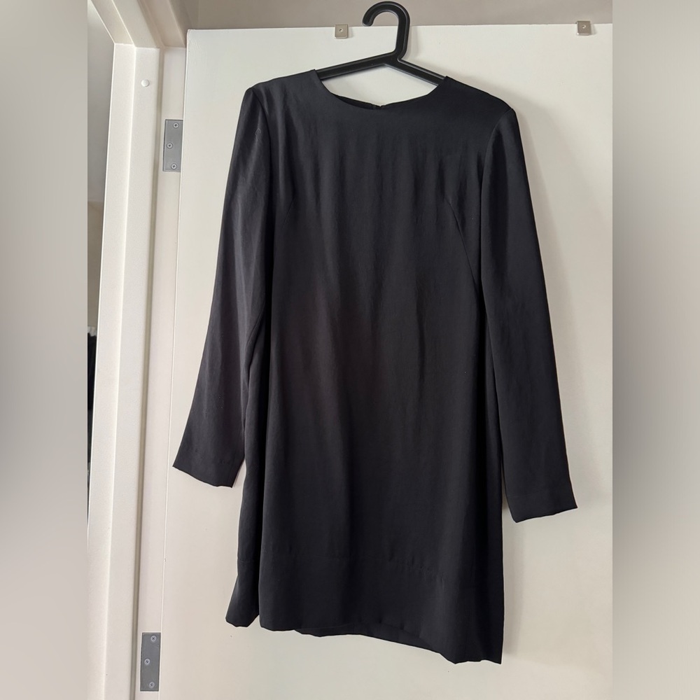 Black silk A line dress by French designer Surface to Air. New. Women’s 38.